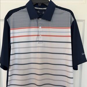 Walter Hagen  Navy & White Stripe Polo Shirt